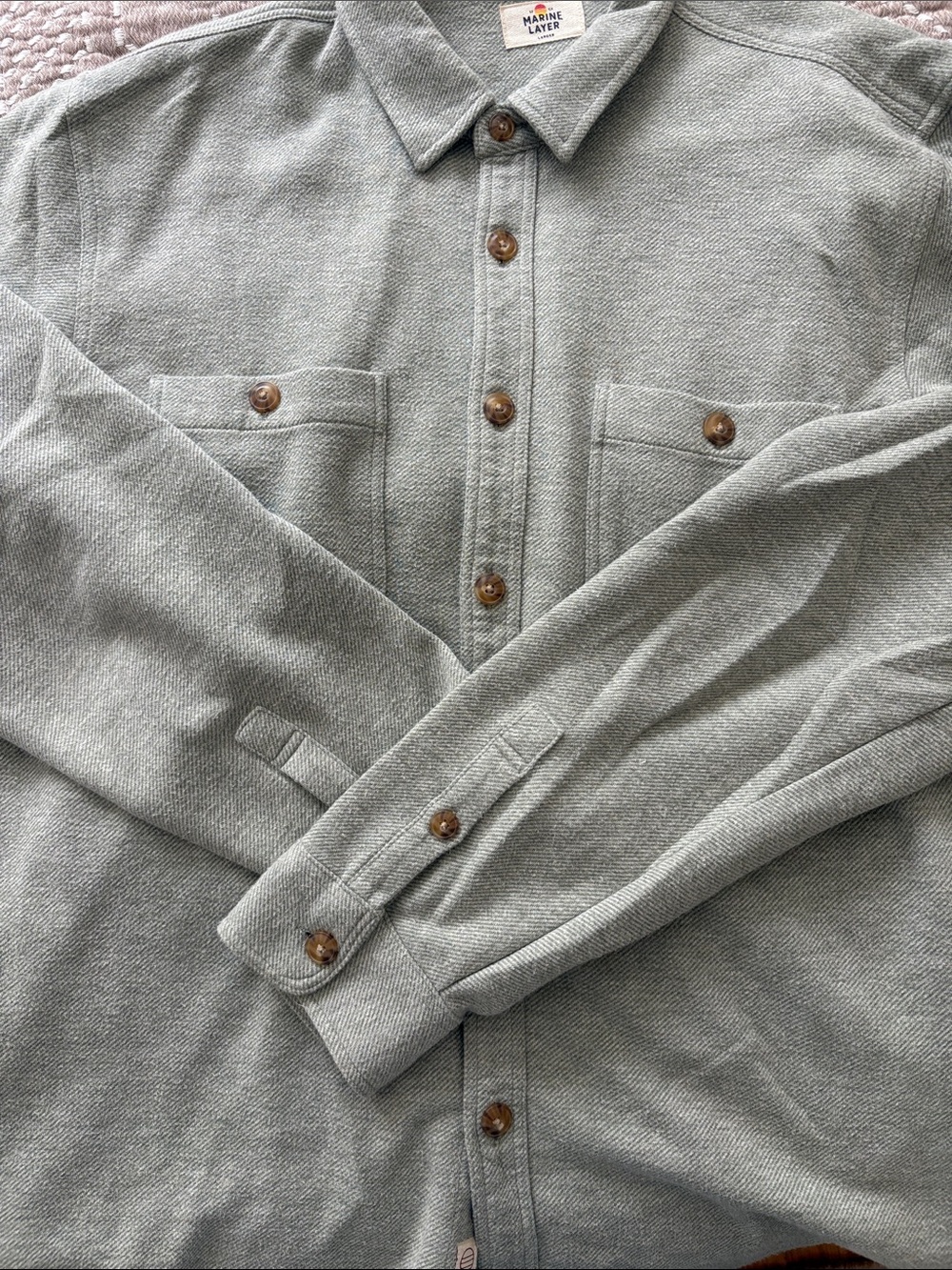 Marine Layer Pacifica Stretch Twill Overshirt - vetiver / sage - larger - Picture 9 of 10